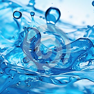 Blue amino acid closeup in water