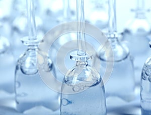 Blue ampules in a row