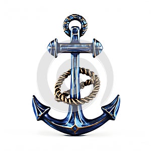 Blue anchor, ship anchor isolated