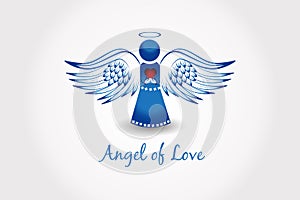 Blue angel of love logo vector photo