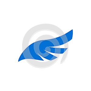 Blue angel wing icon, simple style