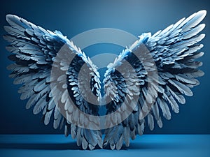 Blue Angel Wings Backdrop Beautiful Photography Template Design - ai generated