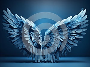 Blue Angel Wings Backdrop Beautiful Photography Template Design - ai generated