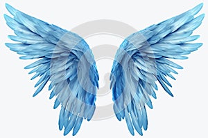 blue angel wings on a white background