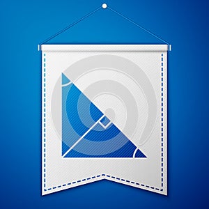 Blue Angle bisector of a triangle icon isolated on blue background. White pennant template. Vector