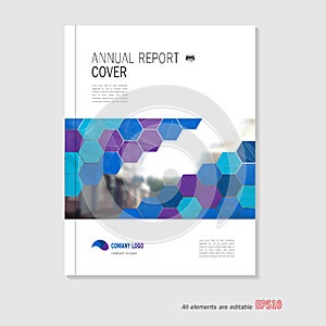 Blue annual report Leaflet Brochure Flyer template A4 size, book cover layout design, Abstract prese