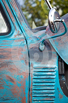 Blue Antique Farm Truck with Fake Rust