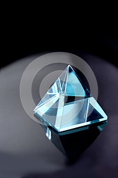 Blue aquamarine crystal pyramid
