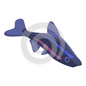 Blue aquarium fish icon, isometric style