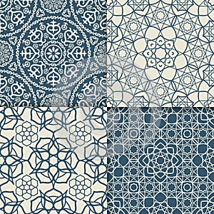 Blue arabic pattern set