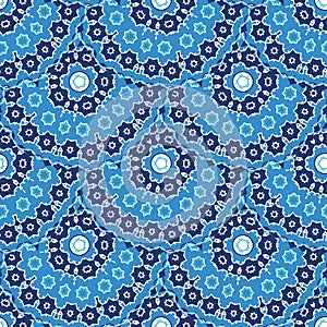 Blue arabic seamless pattern