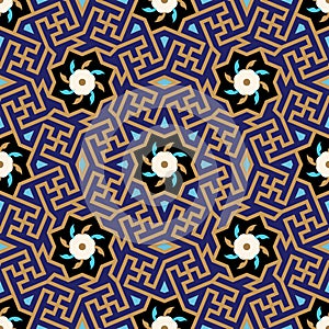 Blue Arabic Seamless Pattern