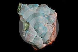 blue aragonite mineral isolated