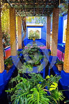 Blue Arbour in Majorelle Gardens, Marrakech.