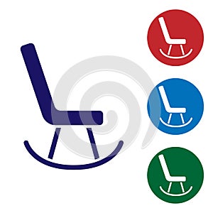 Blue Armchair icon isolated on white background. Set icons in color square buttons. Vector
