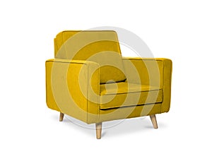 Yellow armchair isolated on a white background photo