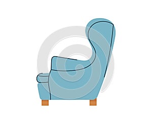 Blue armchair scandinavian isolated on white backgroundFor the interiors of rooms. Vector illustration flat style