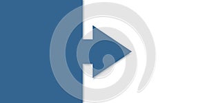 The blue arrow is directed to the white space, business concept