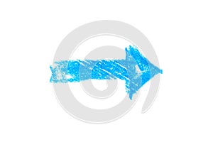 A blue arrow pointing right on a white background.