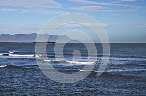 Blue Atlantic ocean, Iceland. Sea wave background. Nordic coastline