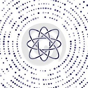 Blue Atom icon isolated on white background. Symbol of science, education, nuclear physics, scientific research