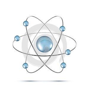 blue atom molecule isolated on white background