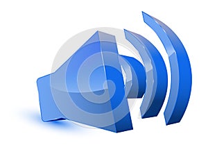 Blue audio speaker symbol