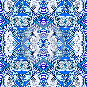 Blue authentic seamless geometry vintage pattern