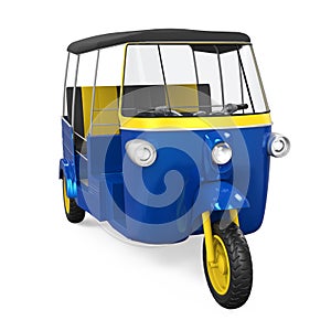 Blue Auto Rickshaw Isolated