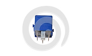 Blue Automatic electronic collection isolated on a white background. Automotive electromagnetic relays