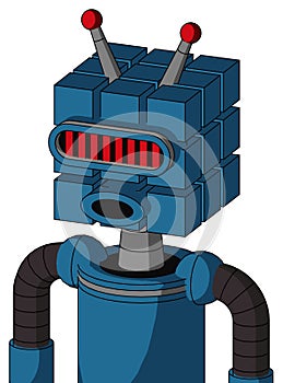 Blue Automaton With Cube Head And Round Mouth And Visor Eye And Double Led Antenna