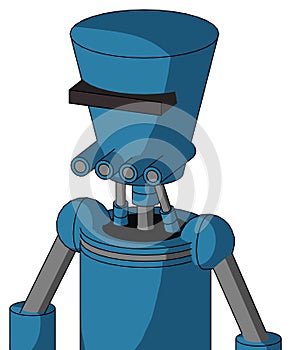 Blue Automaton With Cylinder-Conic Head And Pipes Mouth And Black Visor Cyclops