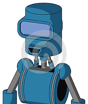 Blue Automaton With Cylinder Head And Happy Mouth And Large Blue Visor Eye