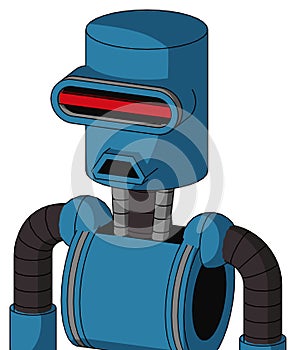 Blue Automaton With Cylinder Head And Sad Mouth And Visor Eye