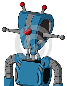 Blue Automaton With Droid Head And Angry Cyclops And Double Led Antenna
