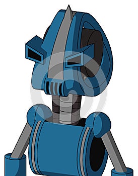 Blue Automaton With Droid Head And Speakers Mouth And Angry Eyes And Spike Tip