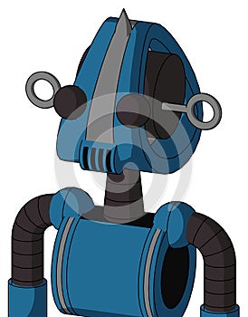 Blue Automaton With Droid Head And Speakers Mouth And Two Eyes And Spike Tip