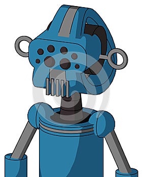 Blue Automaton With Droid Head And Vent Mouth And Bug Eyes