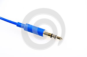 Blue aux cable isolated on white background