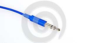 Blue aux cable isolated on white background