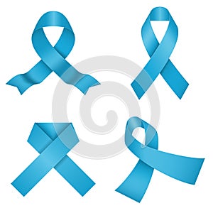 Blue awareness ribbons. Vector illustration