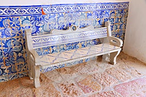 Blue azulejo tiles in Algarve, Portugal photo