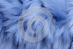 Blue-azure fur texture background close-up. Abstract animal navy fur or faux fur background