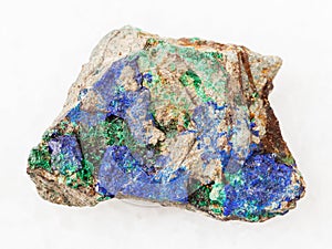 blue Azurite and green Malachite on rough stone