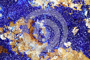 Blue azurite mineral texture