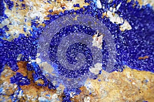 Blue azurite mineral texture