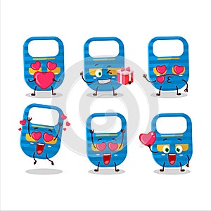 Blue baby appron cartoon character with love cute emoticon