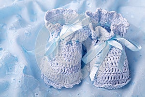 Blue baby booties