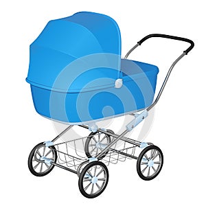 Blue baby carriage - cradle for newborn boy