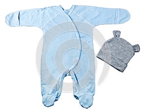 Blue baby clothes man isolated on white background with clipping path